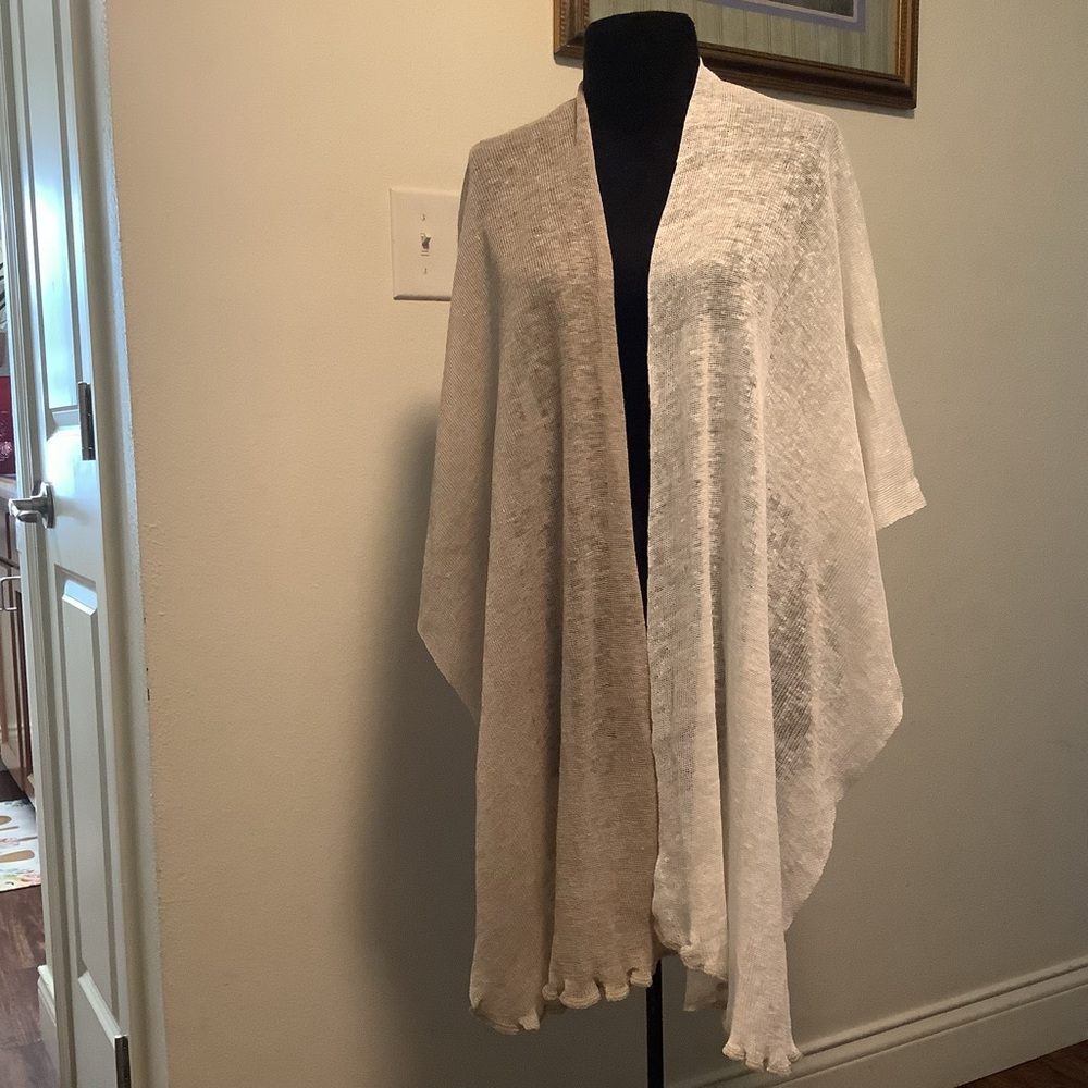 Semi sheer women's  Festival shawl minimalist Boho flax linen spring shawl